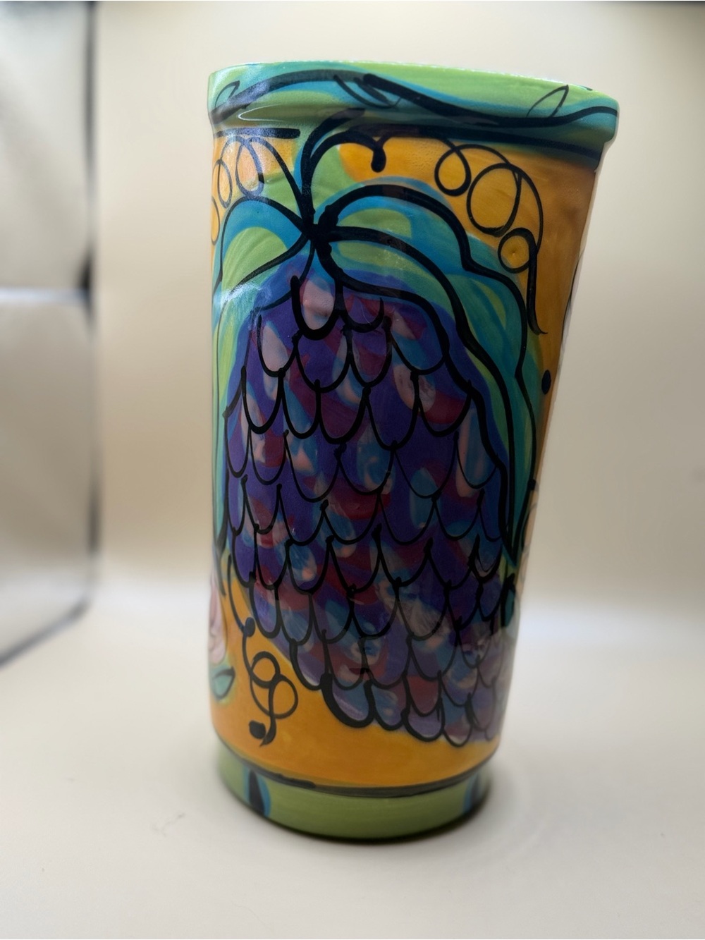 Kelly Jo Designs Hand-Painted Floral Vase — Signed, New Mexico Art Pottery - Picture 3 of 4